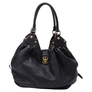 Louis Vuitton Mahina L Shoulder Bag in Black Calfskin Leather